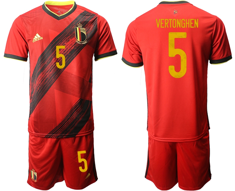 Men 2021 European Cup Belgium home red #5 Soccer Jersey